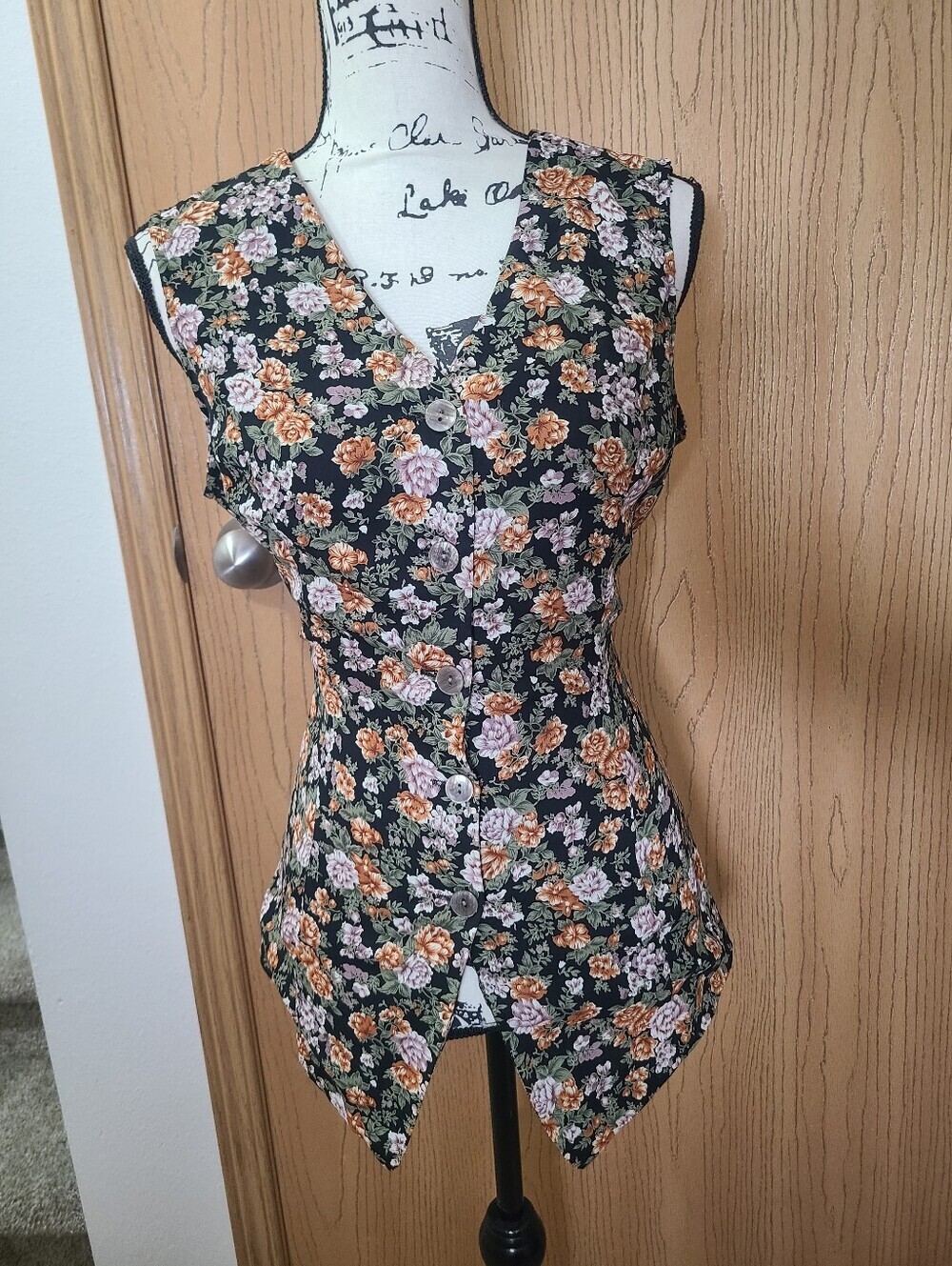 Express Vintage 90s Floral Button Up Tie Back Vest Tank Top